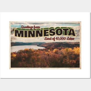 Greetings from Minnesota - Vintage Travel Postcard Design Posters and Art